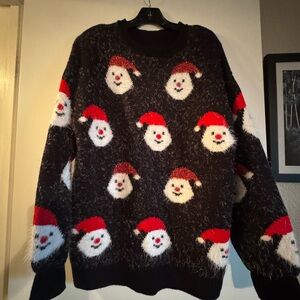 NWOT Festive Black Santa Sweater